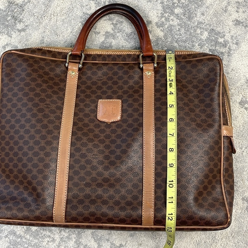Celine Brown Macadam Briefcase Business Laptop Bag Top Handle - Picture 12 of 17